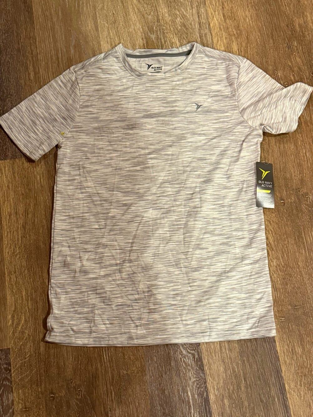 Old Navy Active Go-Dry Boys XL Gray Heather Crew Neck Tee Moisture Wicking